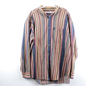 Vintage Streetwear Colorful Striped Denim Shirt